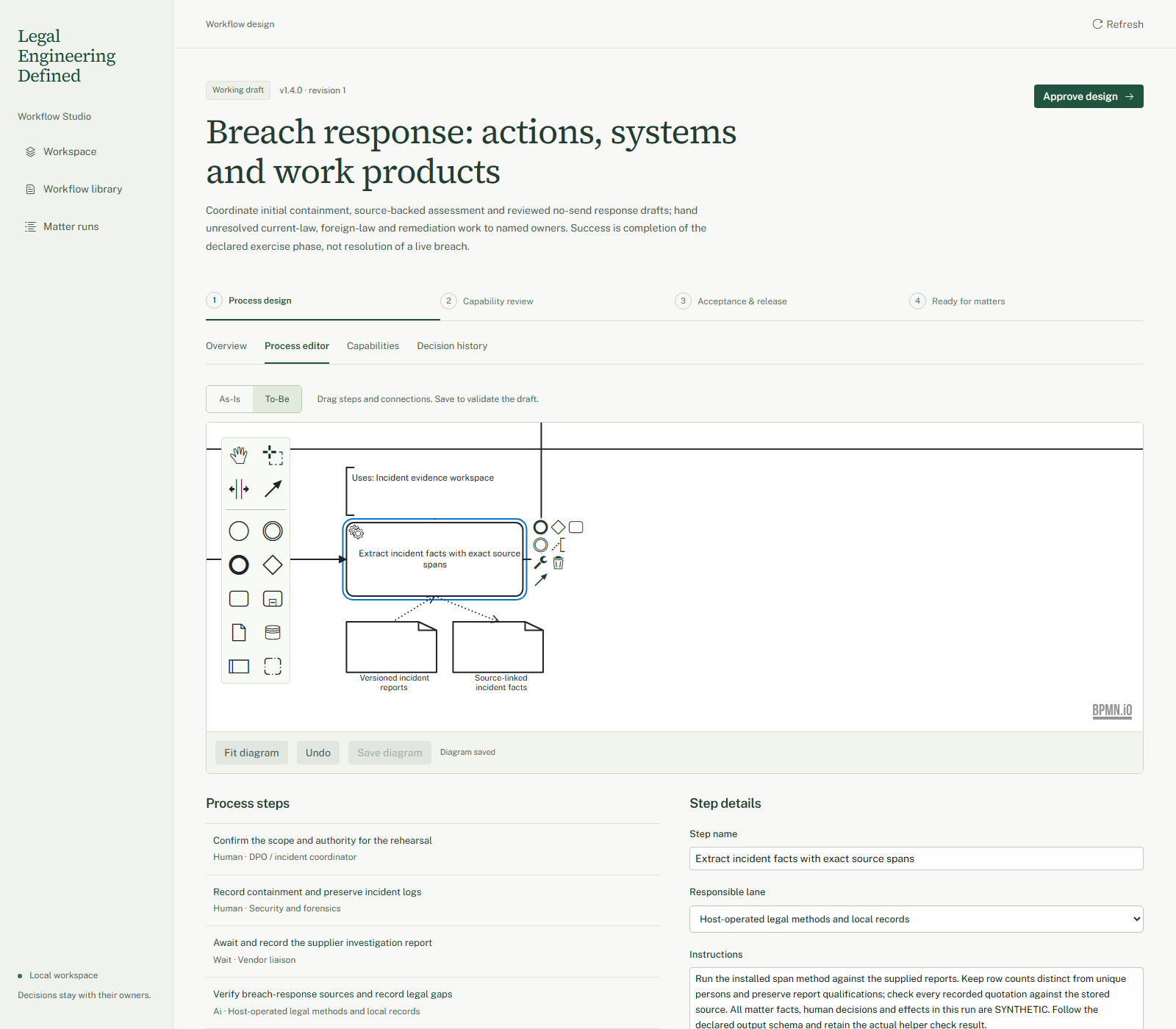 Actual Studio working revision: ordinary zoom and selection expose the extraction activity and instructions